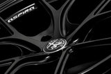 Aspira AV-5 matte black close view of alfa romeo and aspira logo