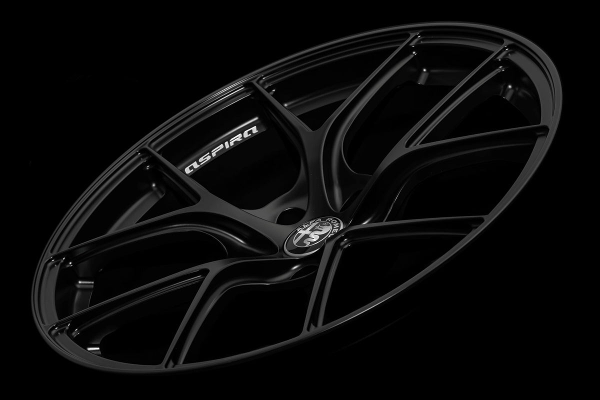 Aspira AV-5 matte black side view of alfa romeo and aspira logo